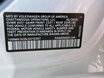 2020 Volkswagen Passat 2.0T R-Line Auto