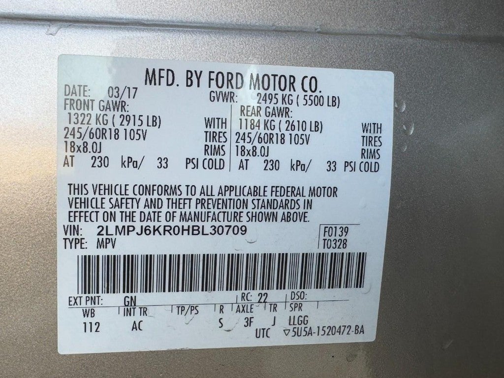 2017 Lincoln MKX Select FWD