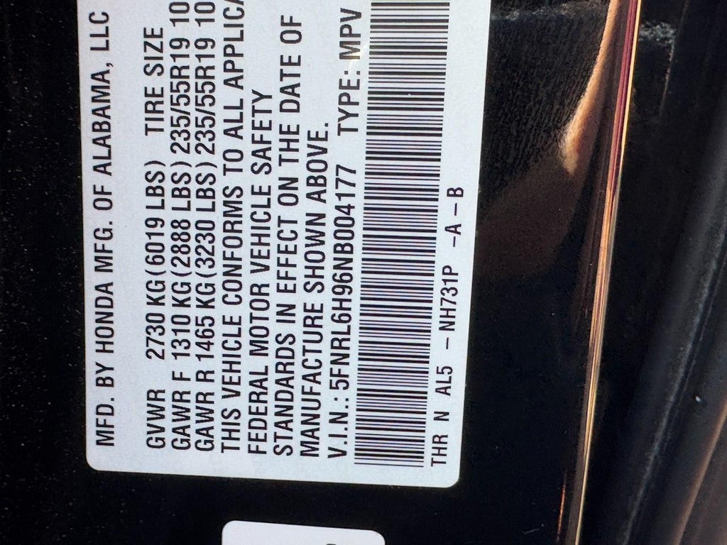 2022 Honda Odyssey Elite Auto