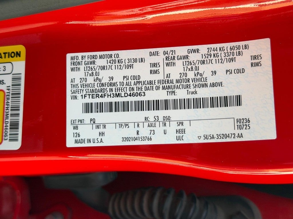 2021 Ford Ranger LARIAT 4WD SuperCrew 5' Box