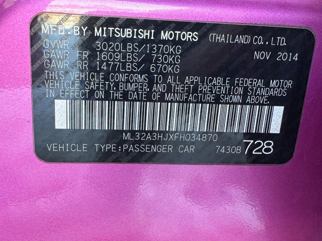 2015 Mitsubishi Mirage 4dr HB